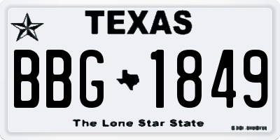 TX license plate BBG1849