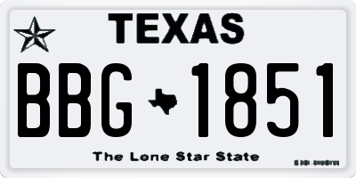 TX license plate BBG1851
