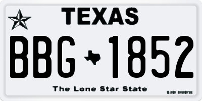 TX license plate BBG1852