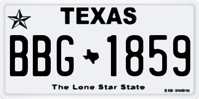 TX license plate BBG1859