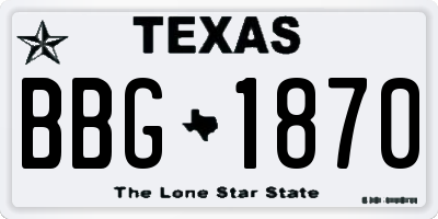 TX license plate BBG1870