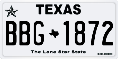 TX license plate BBG1872