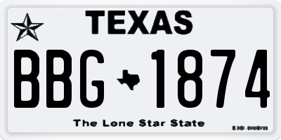 TX license plate BBG1874