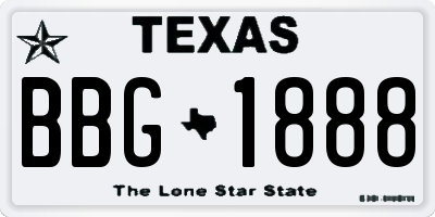 TX license plate BBG1888