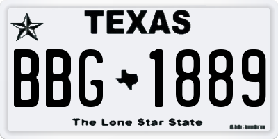 TX license plate BBG1889