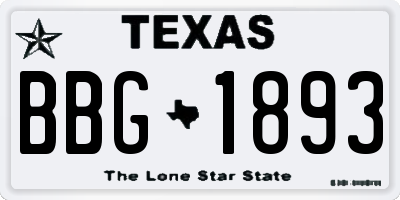 TX license plate BBG1893
