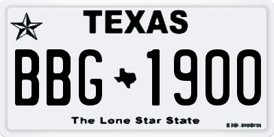 TX license plate BBG1900