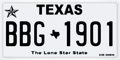TX license plate BBG1901