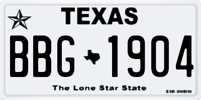TX license plate BBG1904