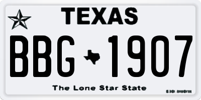 TX license plate BBG1907