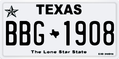 TX license plate BBG1908