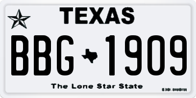 TX license plate BBG1909
