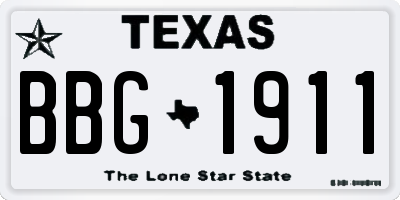 TX license plate BBG1911