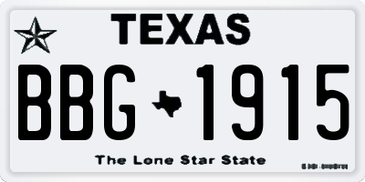 TX license plate BBG1915