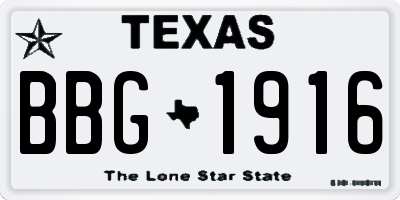 TX license plate BBG1916