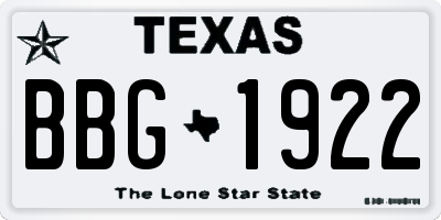 TX license plate BBG1922