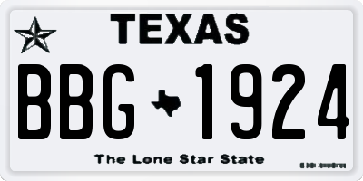 TX license plate BBG1924