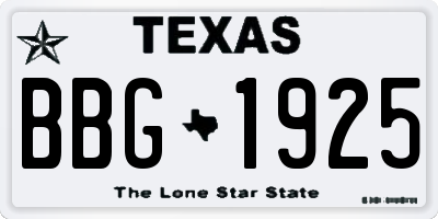 TX license plate BBG1925