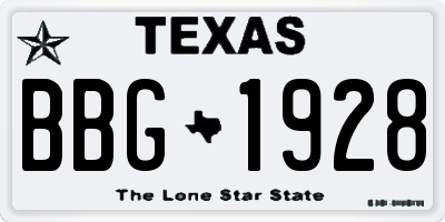 TX license plate BBG1928