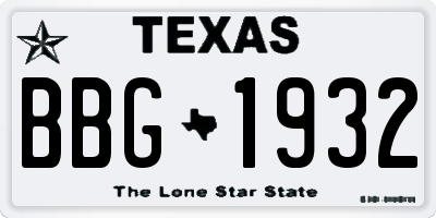 TX license plate BBG1932