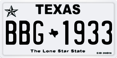 TX license plate BBG1933