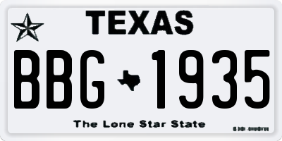 TX license plate BBG1935
