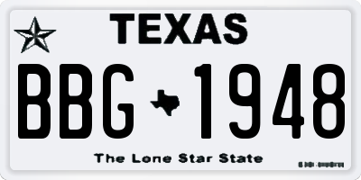 TX license plate BBG1948