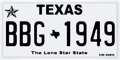 TX license plate BBG1949