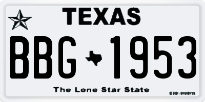 TX license plate BBG1953