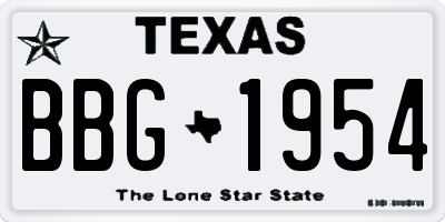 TX license plate BBG1954