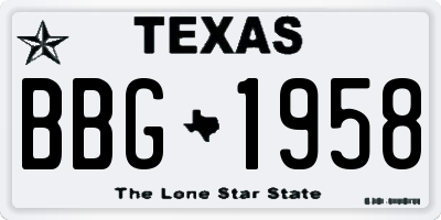TX license plate BBG1958