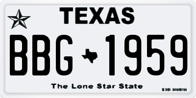 TX license plate BBG1959