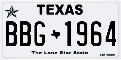 TX license plate BBG1964