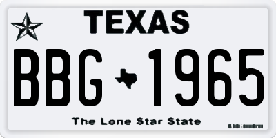TX license plate BBG1965