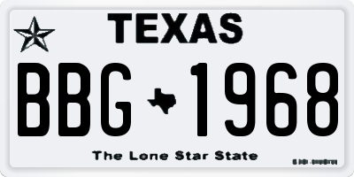 TX license plate BBG1968