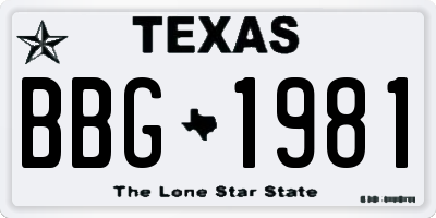 TX license plate BBG1981