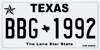 TX license plate BBG1992