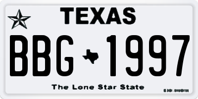 TX license plate BBG1997