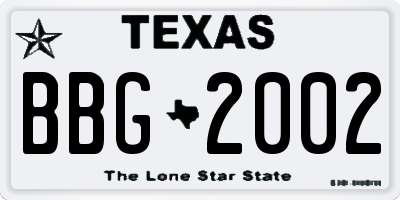 TX license plate BBG2002