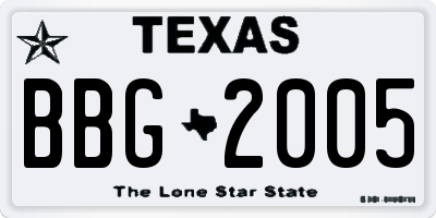 TX license plate BBG2005