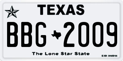 TX license plate BBG2009