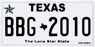 TX license plate BBG2010