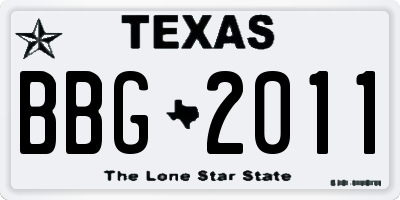 TX license plate BBG2011