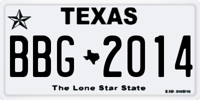 TX license plate BBG2014