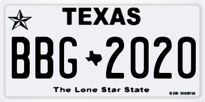 TX license plate BBG2020