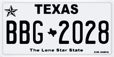 TX license plate BBG2028
