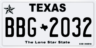 TX license plate BBG2032