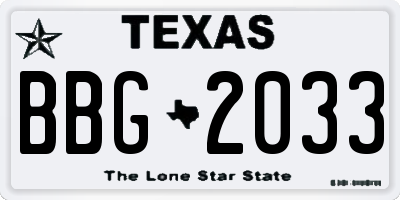 TX license plate BBG2033