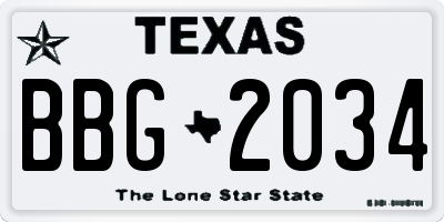 TX license plate BBG2034