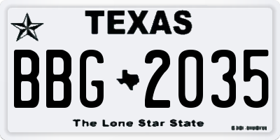 TX license plate BBG2035